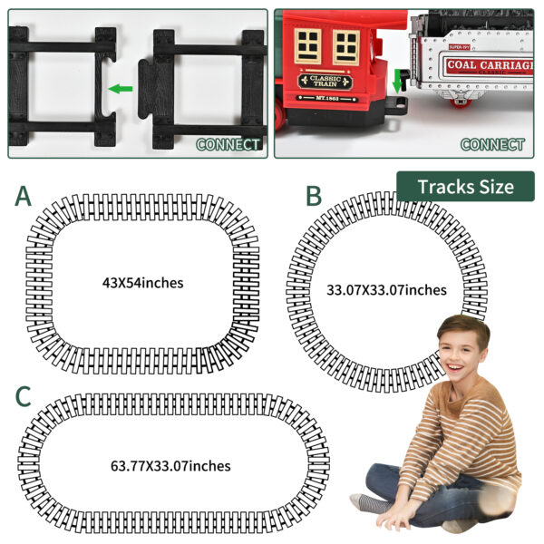 Train Set Toy, RC Train Set Locomotive W/ Smoke, Lights, Sounds Railway , Rechargeable Remote Electric Train Toy Birthday Gift Toys for Age 3 4 5 6 + Kids - Image 7