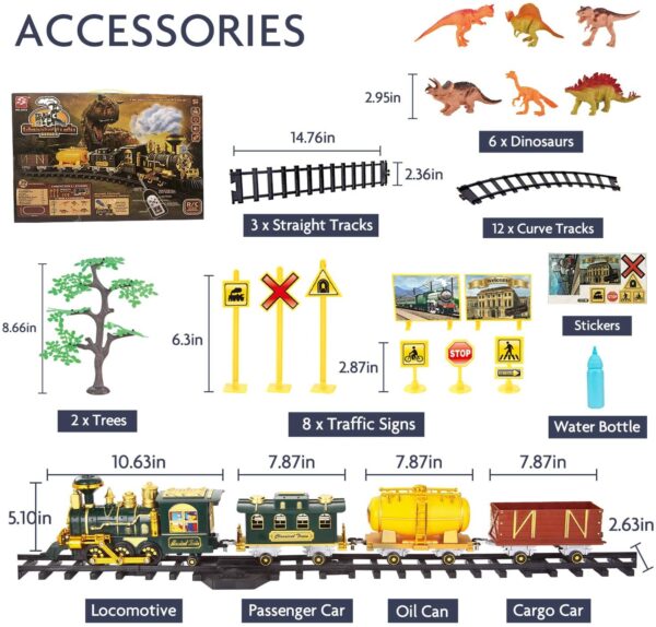 Models Train Set Toy, Large Size Dinosaurs Electric Train Toy with Remote, Lights, Dinosaurs, Steam - Image 6