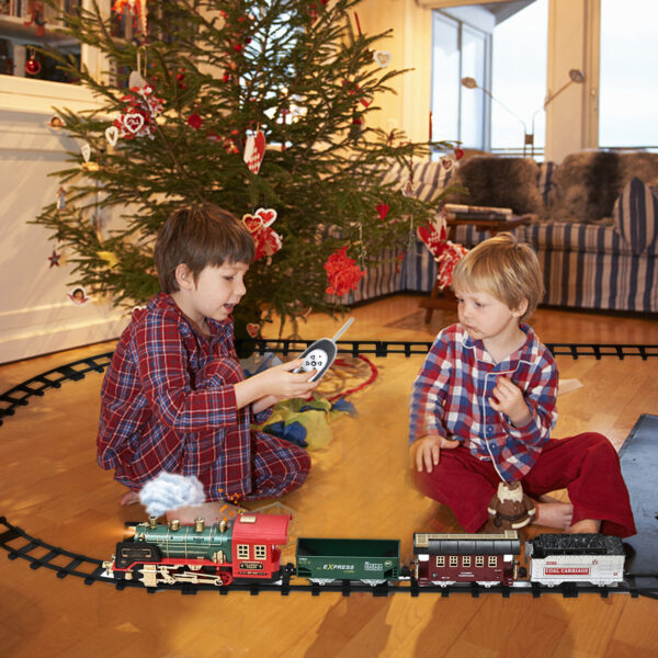 Train Set Toy, RC Train Set Locomotive W/ Smoke, Lights, Sounds Railway , Rechargeable Remote Electric Train Toy Birthday Gift Toys for Age 3 4 5 6 + Kids - Image 6