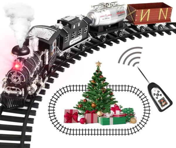 Classic Train Set with Smoke, Sound and Light, RC Train Toy , Birthday Gift for Boys and Girls - Image 7