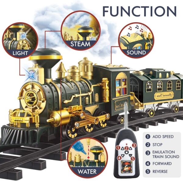 Models Train Set Toy, Large Size Dinosaurs Electric Train Toy with Remote, Lights, Dinosaurs, Steam - Image 2