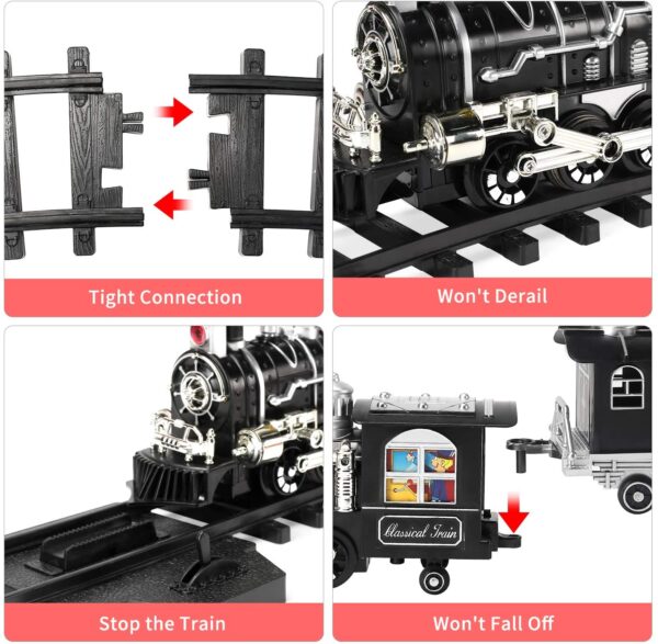 Classic Train Set with Smoke, Sound and Light, RC Train Toy , Birthday Gift for Boys and Girls - Image 3
