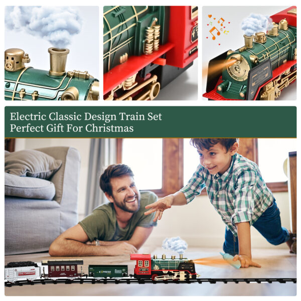 Train Set Toy, RC Train Set Locomotive W/ Smoke, Lights, Sounds Railway , Rechargeable Remote Electric Train Toy Birthday Gift Toys for Age 3 4 5 6 + Kids - Image 4