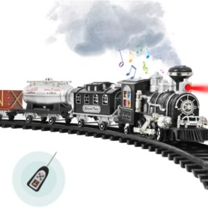 Classic Train Set with Smoke, Sound and Light, RC Train Toy , Birthday Gift for Boys and Girls