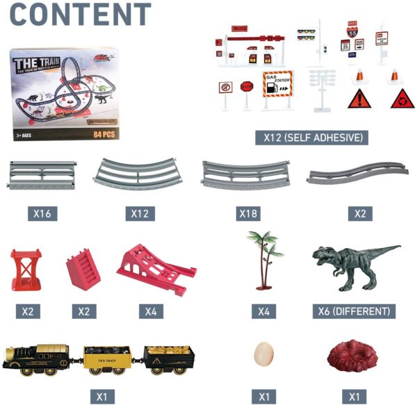 FANL Train Set Toy Railway Track with Dinosaurs,Electric Locomotive Engine,Sound,Gifts for 3-8 Boys - Image 5