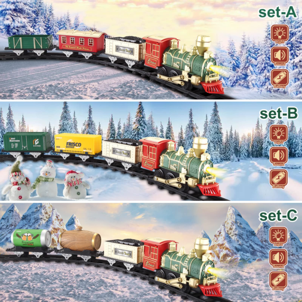 Train Set Toys- Electric Train Toy for Boys W/ Lights & Sound, Railway, Locomotive Engine, Cargo Cars, 3 Cars &10 Tracks, for 3-8 - Image 2