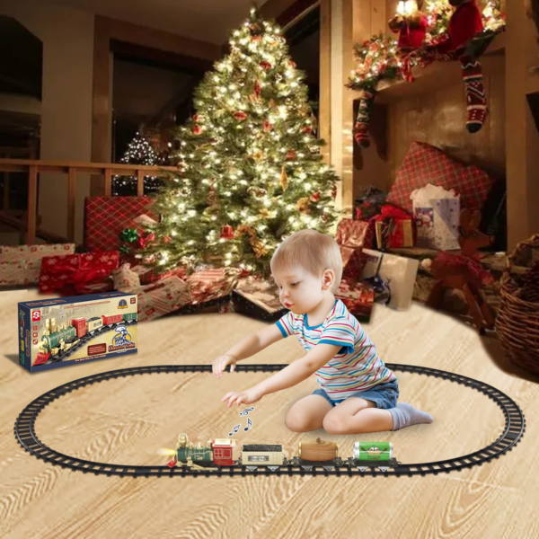 Train Set Toys- Electric Train Toy for Boys W/ Lights & Sound, Railway, Locomotive Engine, Cargo Cars, 3 Cars &10 Tracks, for 3-8 - Image 7