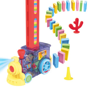 Domino Train, Domino Blocks Set, Building and Stacking Toy 60PCS, Electric Automatic Construction Gift for Boys