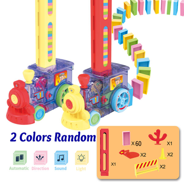 Domino Train, Domino Blocks Set, Building and Stacking Toy 60PCS, Electric Automatic Construction Gift for Boys - Image 2