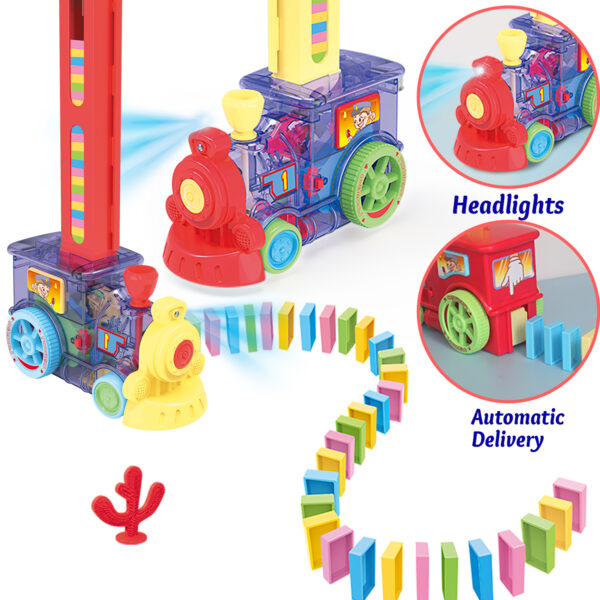 Domino Train, Domino Blocks Set, Building and Stacking Toy 60PCS, Electric Automatic Construction Gift for Boys - Image 3