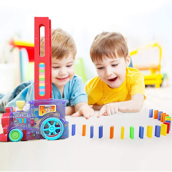 Domino Train, Domino Blocks Set, Building and Stacking Toy 60PCS, Electric Automatic Construction Gift for Boys - Image 4