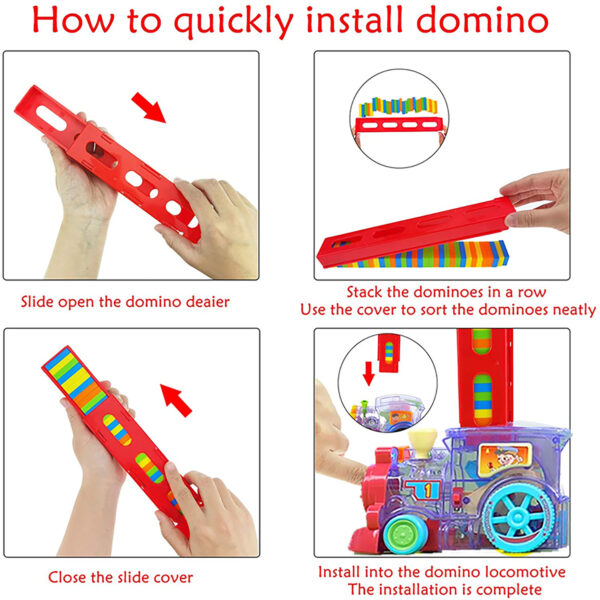 Domino Train, Domino Blocks Set, Building and Stacking Toy 60PCS, Electric Automatic Construction Gift for Boys - Image 5