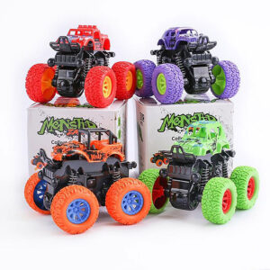 FANL Monster Truck Toys, 4-Pack Friction Powered Toy Cars Push and Go Vehicles for Kids, Stunk 360° Roating Toy