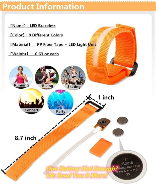 LED Light up Wristbands, Flashing Sports Bracelets,Party Supplies,7Color+1Discoloration - Image 7