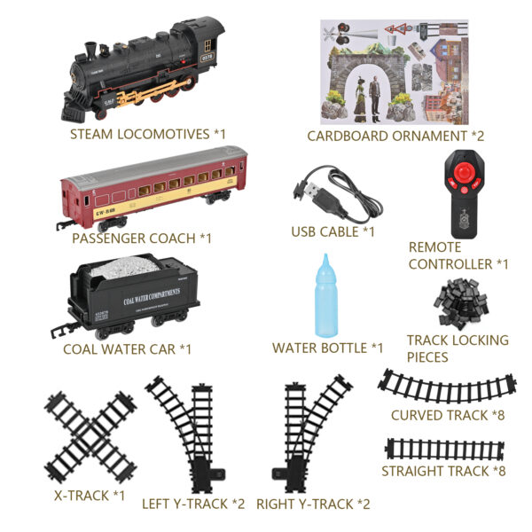 Train Set Toys, RC Train Set W/ Smoke, Lights, Sounds Railway , Rechargeable Electric Train Toy Birthday Gift Toys for Age 3 4 5 6 + Kids - Image 5
