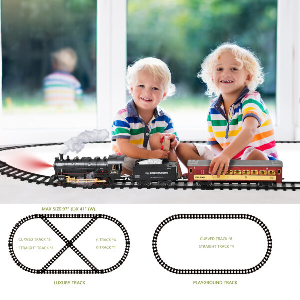 Train Set Toys, RC Train Set W/ Smoke, Lights, Sounds Railway , Rechargeable Electric Train Toy Birthday Gift Toys for Age 3 4 5 6 + Kids - Image 6