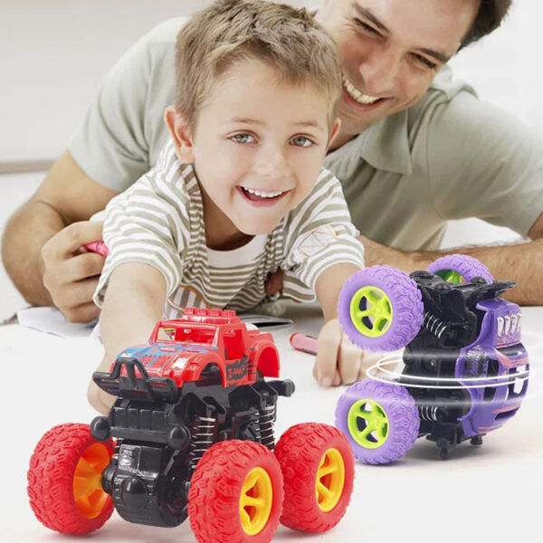 FANL Monster Truck Toys, 4-Pack Friction Powered Toy Cars Push and Go Vehicles for Kids, Stunk 360° Roating Toy - Image 7
