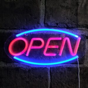 LED Neon OPEN Sign, Acrylic Electric Light up Sign, for Stores Dormitory Bar Party, 19''×10''