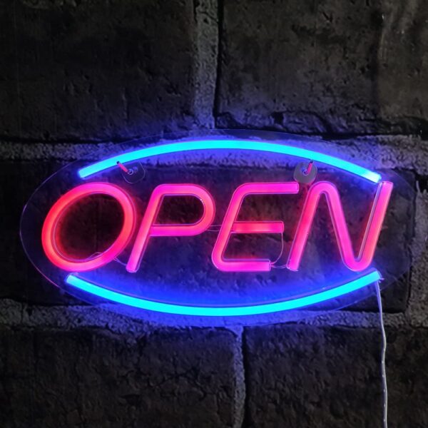LED Neon OPEN Sign, Acrylic Electric Light up Sign, for Stores Dormitory Bar Party, 19''×10''