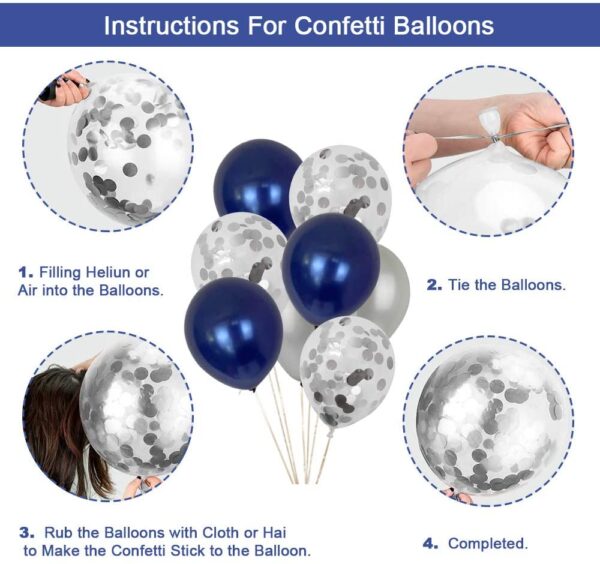 Birthday Party Decoration Silver Blue for Mans Boys, Balloons, Happy Birthday Banner, Fringe Curtain - Image 3