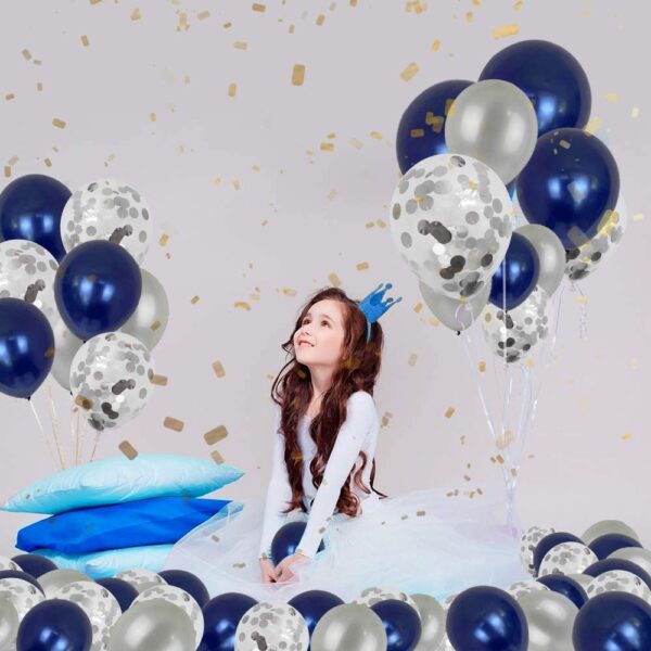 Birthday Party Decoration Silver Blue for Mans Boys, Balloons, Happy Birthday Banner, Fringe Curtain - Image 5