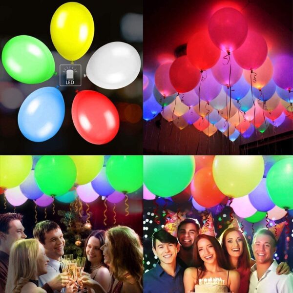 Glow Balloons ,LED Light up Flashing, 40 Pk Mixed Colors ,Party ,Birthdays Wedding Decorations - Image 3