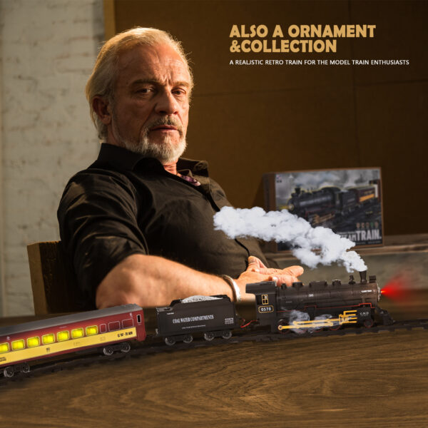 Train Set Toys, RC Train Set W/ Smoke, Lights, Sounds Railway , Rechargeable Electric Train Toy Birthday Gift Toys for Age 3 4 5 6 + Kids - Image 8
