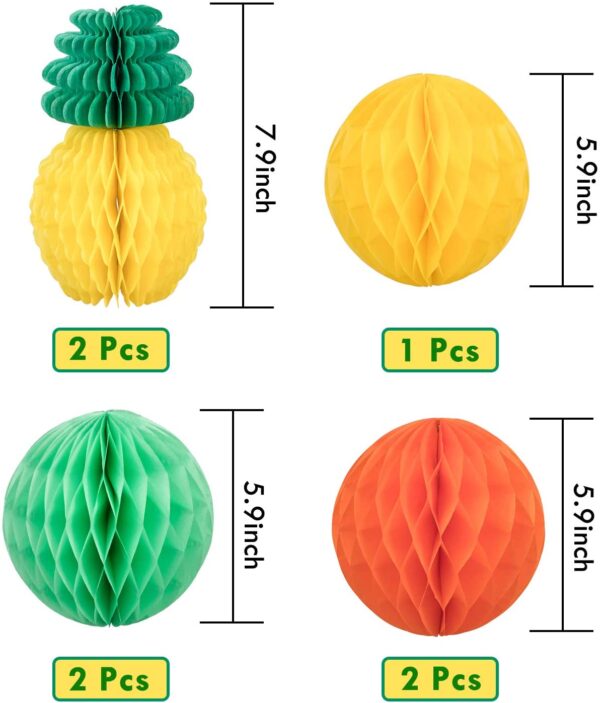 FANL Summer Hawaii Party Decoration Set, Hanging Fans, Pineapple and Flamingo Flower Garland Banner - Image 3