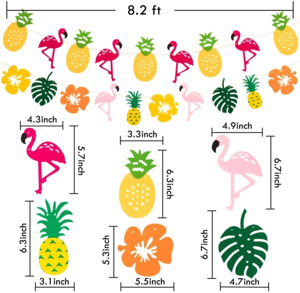 FANL Summer Hawaii Party Decoration Set, Hanging Fans, Pineapple and Flamingo Flower Garland Banner - Image 2