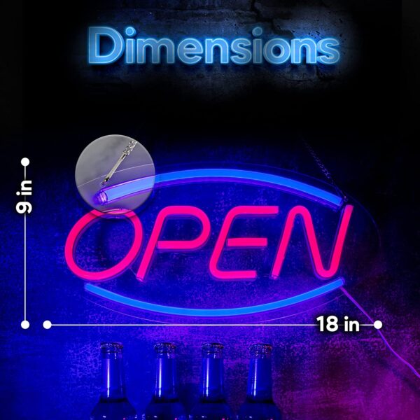LED Neon OPEN Sign, Acrylic Electric Light up Sign, for Stores Dormitory Bar Party, 19''×10'' - Image 3