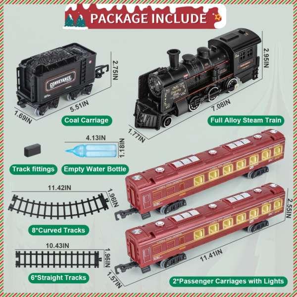 Metal Alloy Model Train Set, Electric Train Toys with Steam Locomotive, Realistic Train Sound，Lights and Smoke - Image 5