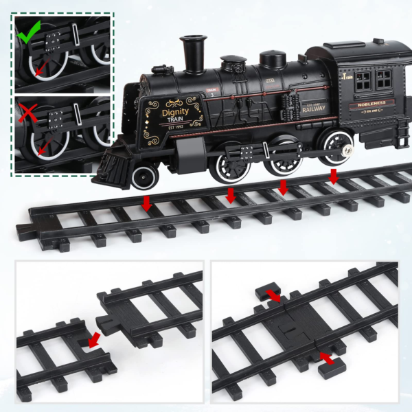 Metal Alloy Model Train Set, Electric Train Toys with Steam Locomotive, Realistic Train Sound，Lights and Smoke - Image 2