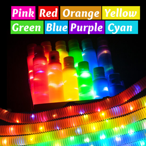 FANL 12 Pack LED Light up Pop Tubes Sensory Toys, Glow in the Dark Party Supplies, Light up Party Favors for Kids 8-12 - Image 4