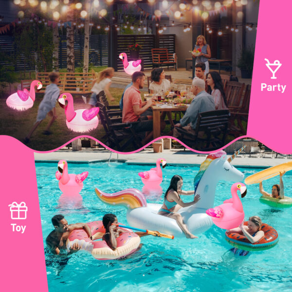 Floating Pool Lights 2PCS, Solar Flamingo Pool Lights for Inground Pools Waterproof, Glow in The Dark Light Up Swimming Pool Accessories, Solar Floating Lights for Pool Flamingo Party Decor - Image 5