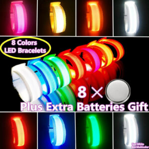 LED Light up Wristbands, Flashing Sports Bracelets,Party Supplies,7Color+1Discoloration