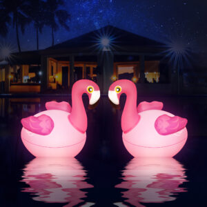 Floating Pool Lights 2PCS, Solar Flamingo Pool Lights for Inground Pools Waterproof, Glow in The Dark Light Up Swimming Pool Accessories, Solar Floating Lights for Pool Flamingo Party Decor