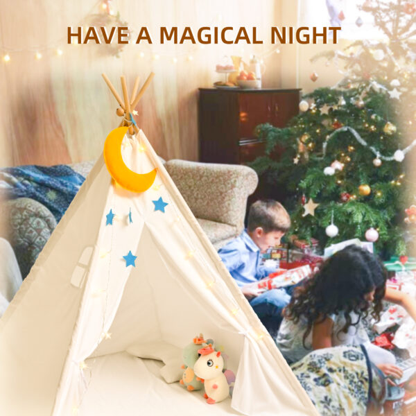 Tent for Kids with LED Lights, Childrens Tent Foldable Play Tent Toys, Moon Decoration for Indoor & Outdoor Playing - Image 2
