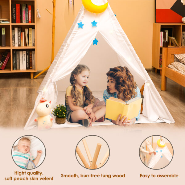 Tent for Kids with LED Lights, Childrens Tent Foldable Play Tent Toys, Moon Decoration for Indoor & Outdoor Playing - Image 6