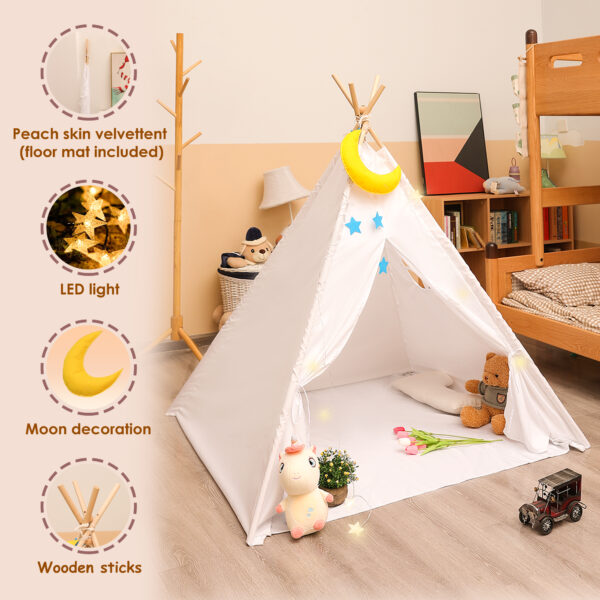 Tent for Kids with LED Lights, Childrens Tent Foldable Play Tent Toys, Moon Decoration for Indoor & Outdoor Playing - Image 5