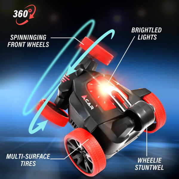 Remote Control Car, RC Stunt Car Invincible 360°Rolling Twister with Colorful Lights & Music Switch, Rechargeable Remote Control Car for Boys and Girls - Image 7