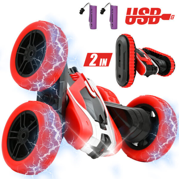 Remote Control Car, 2 IN 1 RC Stunt Cars Toy, 4WD Rechargeable Double Sided 360° Rotating RC Car for Kids