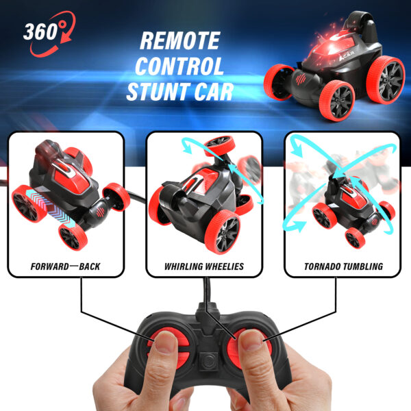 Remote Control Car, RC Stunt Car Invincible 360°Rolling Twister with Colorful Lights & Music Switch, Rechargeable Remote Control Car for Boys and Girls - Image 6