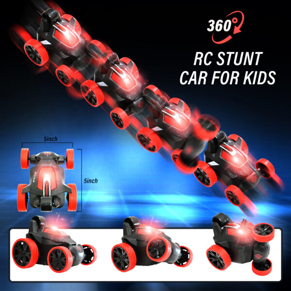 Remote Control Car, RC Stunt Car Invincible 360°Rolling Twister with Colorful Lights & Music Switch, Rechargeable Remote Control Car for Boys and Girls - Image 4