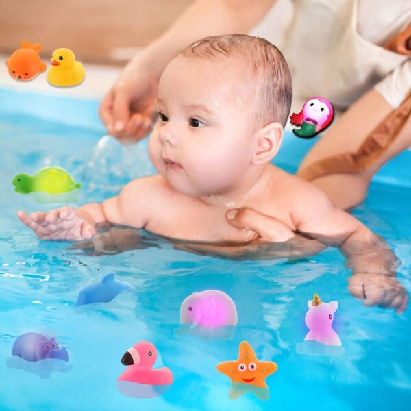 FANL Light Up Bath Toys, Kids Toddler Flashing LED Floating Bathtub Toys Animal(8 Packs), with Colourful Light - Image 5