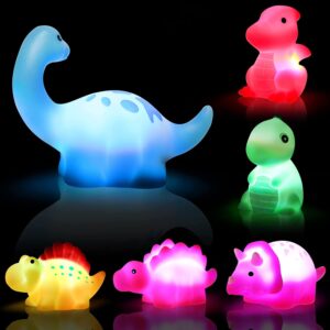 FANL Light Up Bath Toys, Kids Toddler Flashing LED Floating Bathtub Toys Dinosaurs(6 Packs), with Colourful Light