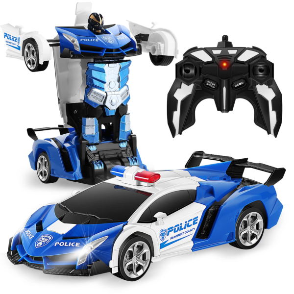 Transform RC Car Robot, Remote Control Car Independent 2.4G Robot Deformation Car Toy with One Button Transformation & 360 Speed Drifting 1:18 Scale - Image 2