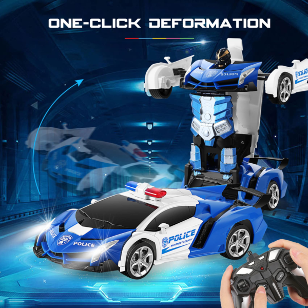 Transform RC Car Robot, Remote Control Car Independent 2.4G Robot Deformation Car Toy with One Button Transformation & 360 Speed Drifting 1:18 Scale - Image 4