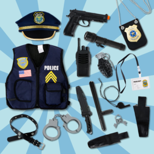 14 Pcs Police Pretend Play Toys Hat and Uniform Outfit for Dress Up Party, Police Officer Costume, Role-playing