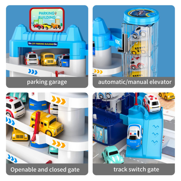 Race Track Car Garage Parking Adventure Toy Gifts 3 4 5 6 7 8 9 Years Old Boys Girls Toddlers, Preschool Car Games Gift Toys for Kids Vehicle Playsets - Image 8