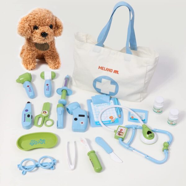 Toy Doctor Kit for Kids - Pretend Play Doctor Set with Dog Toy, Carrying Bag, Electronic Stethoscope & Dress Up Costume - Doctor Play Gift for Kids Toddlers Ages 3 4 5 6 Year Old for Role Play - Image 5